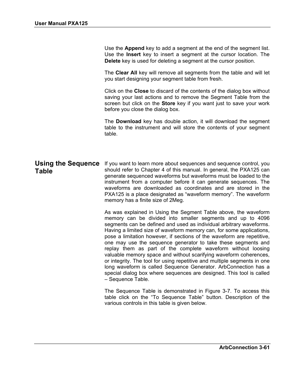 Using the sequence table | Teledyne LeCroy PXA125 User Manual | Page 75 / 219