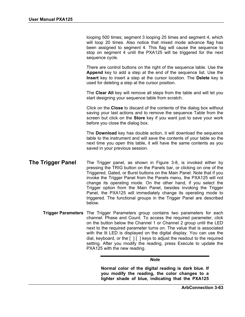 The trigger panel | Teledyne LeCroy PXA125 User Manual | Page 77 / 219