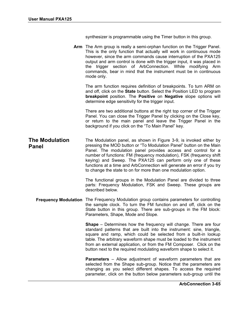 The modulation panel | Teledyne LeCroy PXA125 User Manual | Page 79 / 219