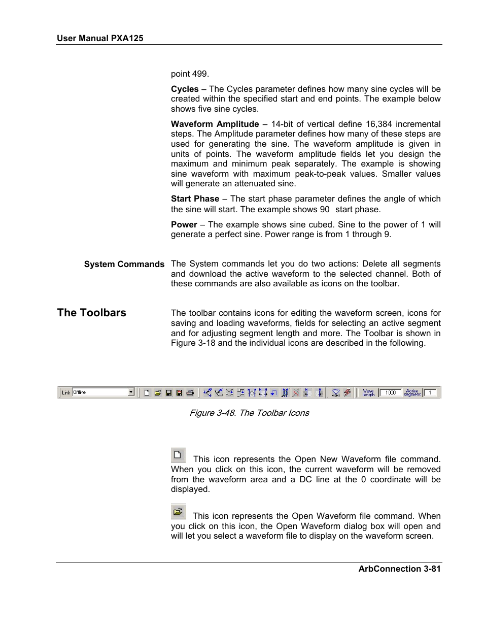 The toolbars | Teledyne LeCroy PXA125 User Manual | Page 95 / 219