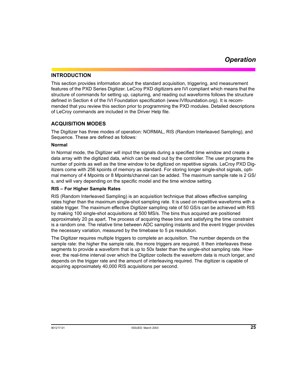 04_operation, Operation | Teledyne LeCroy PXD Series User Manual | Page 29 / 42