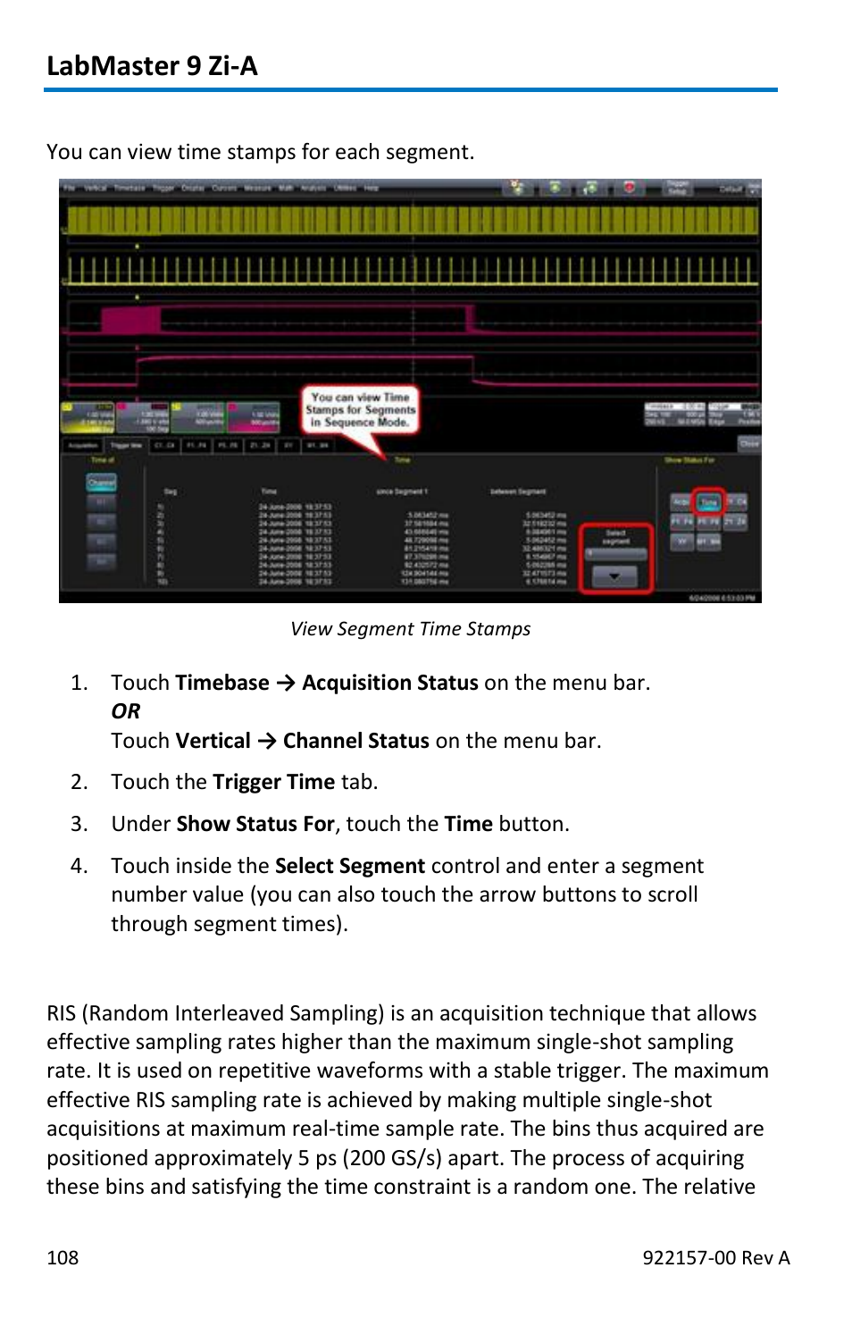 Labmaster 9 zi-a, Ris sampling mode - for higher sampling rates | Teledyne LeCroy LabMaster 9Zi-A User Manual | Page 116 / 264