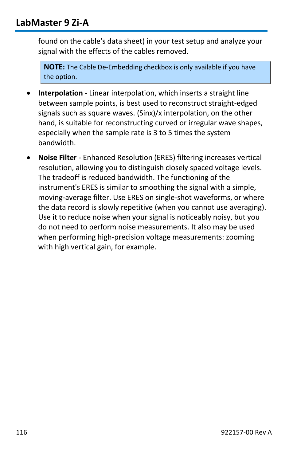 Labmaster 9 zi-a | Teledyne LeCroy LabMaster 9Zi-A User Manual | Page 124 / 264