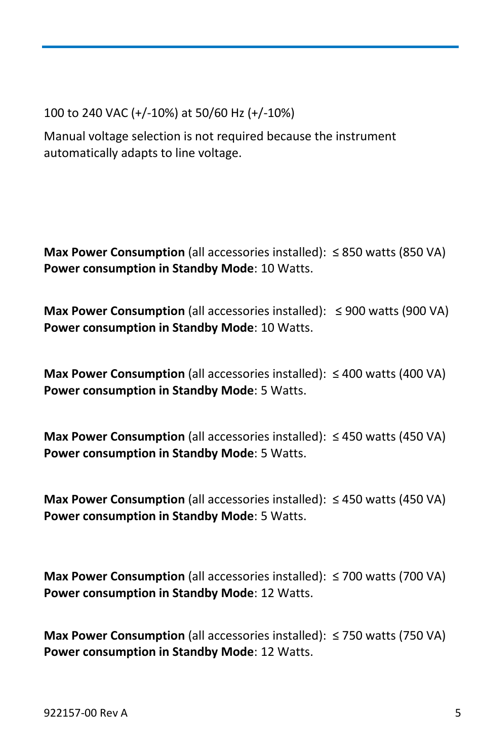 Power, Getting started manual, Ac power source | Power consumption | Teledyne LeCroy LabMaster 9Zi-A User Manual | Page 13 / 264