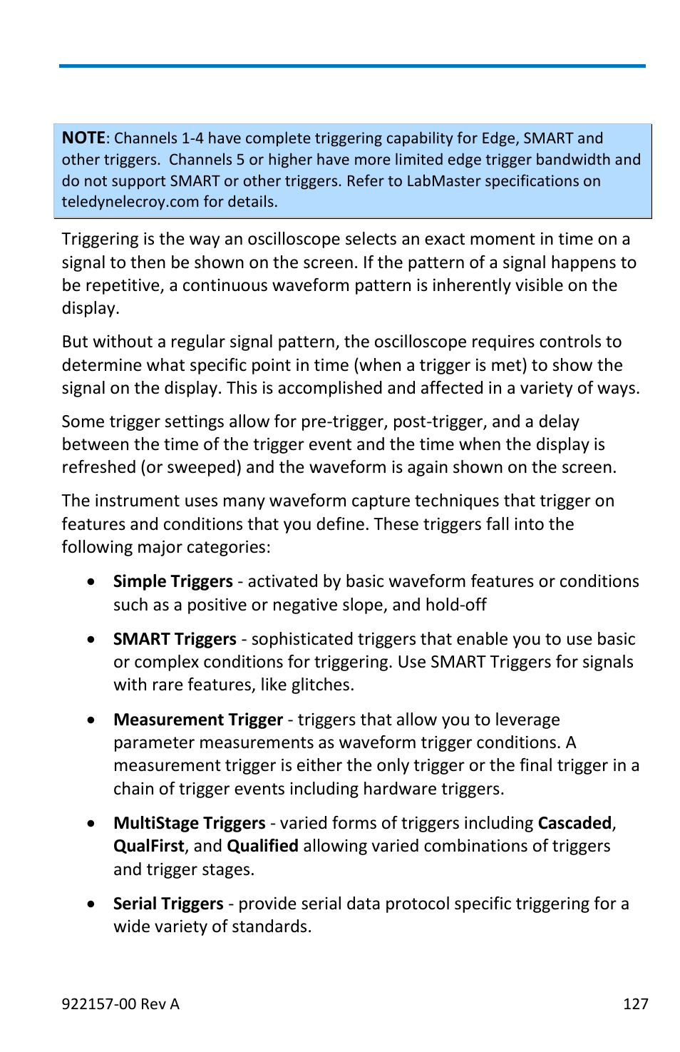 Trigger | Teledyne LeCroy LabMaster 9Zi-A User Manual | Page 135 / 264