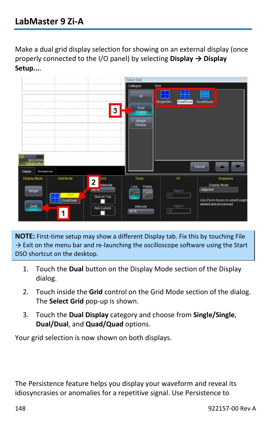 Labmaster 9 zi-a, Persistence | Teledyne LeCroy LabMaster 9Zi-A User Manual | Page 156 / 264