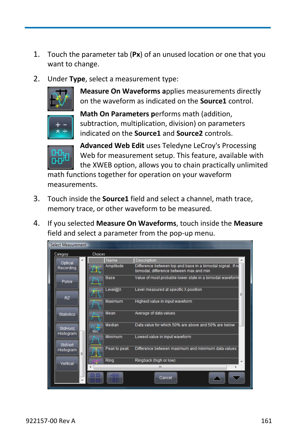 Parameter setup | Teledyne LeCroy LabMaster 9Zi-A User Manual | Page 169 / 264