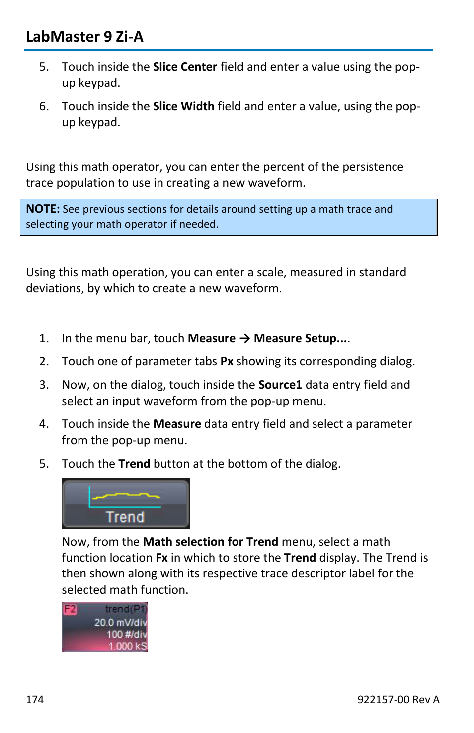 Labmaster 9 zi-a, Creating and viewing a trend | Teledyne LeCroy LabMaster 9Zi-A User Manual | Page 182 / 264