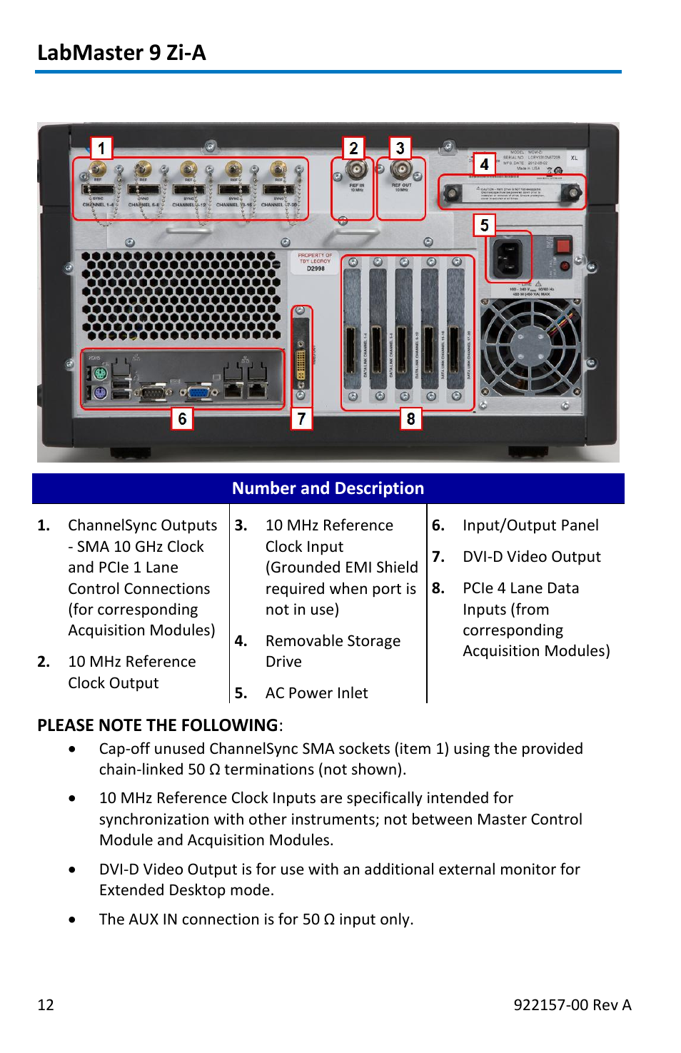 Labmaster 9 zi-a, Back of mcm-zi master control module | Teledyne LeCroy LabMaster 9Zi-A User Manual | Page 20 / 264