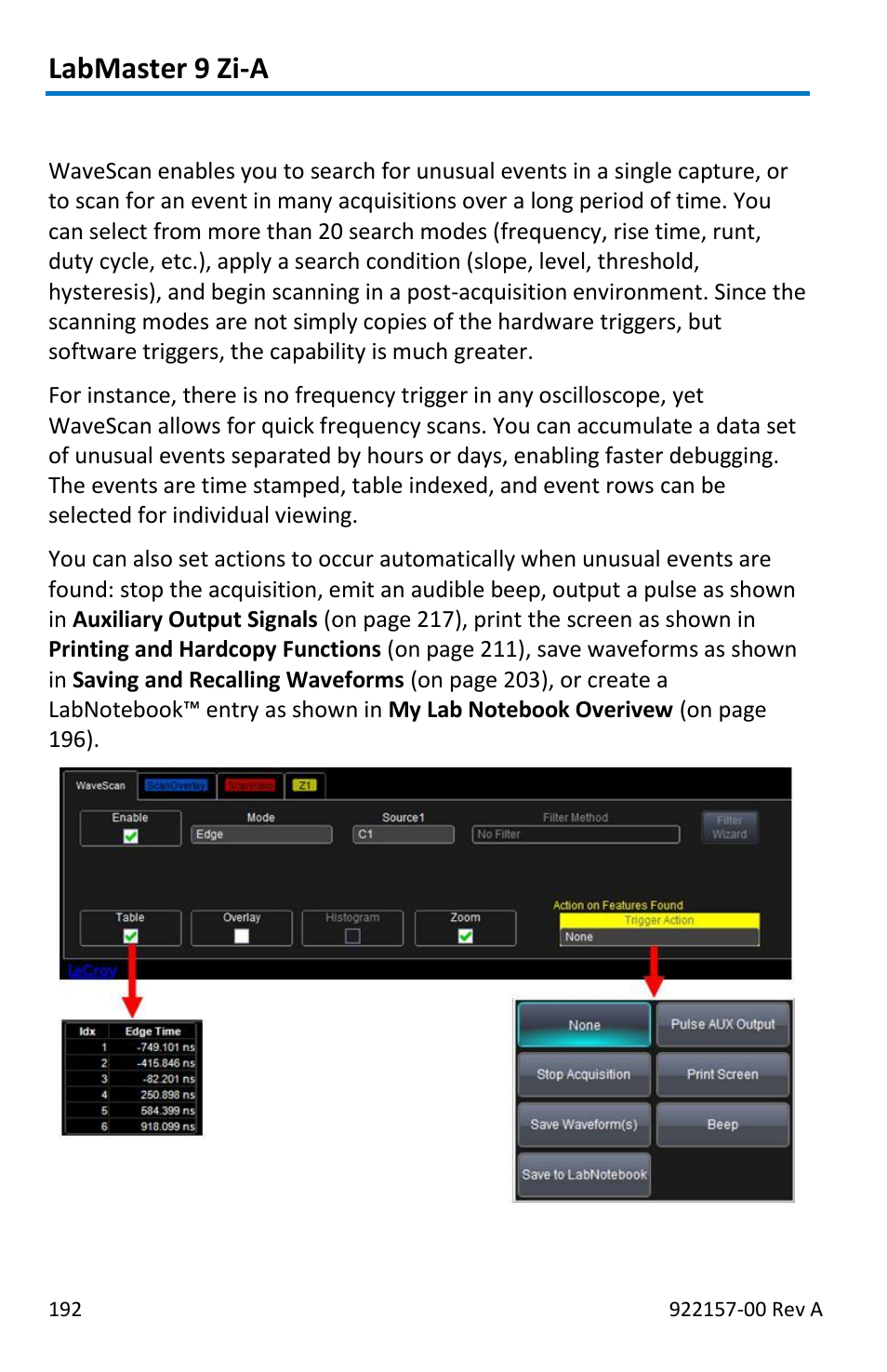 Wavescan overview, Labmaster 9 zi-a | Teledyne LeCroy LabMaster 9Zi-A User Manual | Page 200 / 264