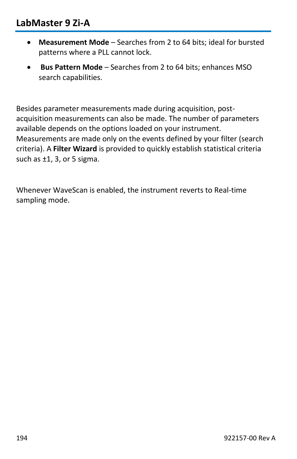 Labmaster 9 zi-a, Parameter measurements, Sampling mode | Teledyne LeCroy LabMaster 9Zi-A User Manual | Page 202 / 264