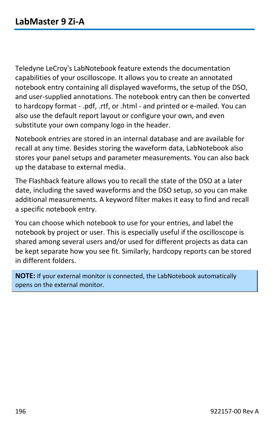 Labmaster 9 zi-a | Teledyne LeCroy LabMaster 9Zi-A User Manual | Page 204 / 264