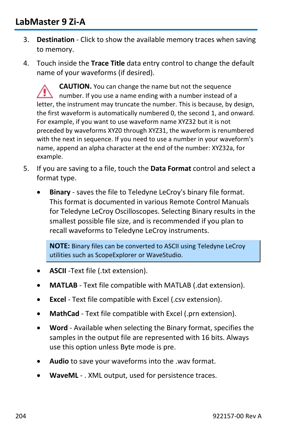 Labmaster 9 zi-a | Teledyne LeCroy LabMaster 9Zi-A User Manual | Page 212 / 264