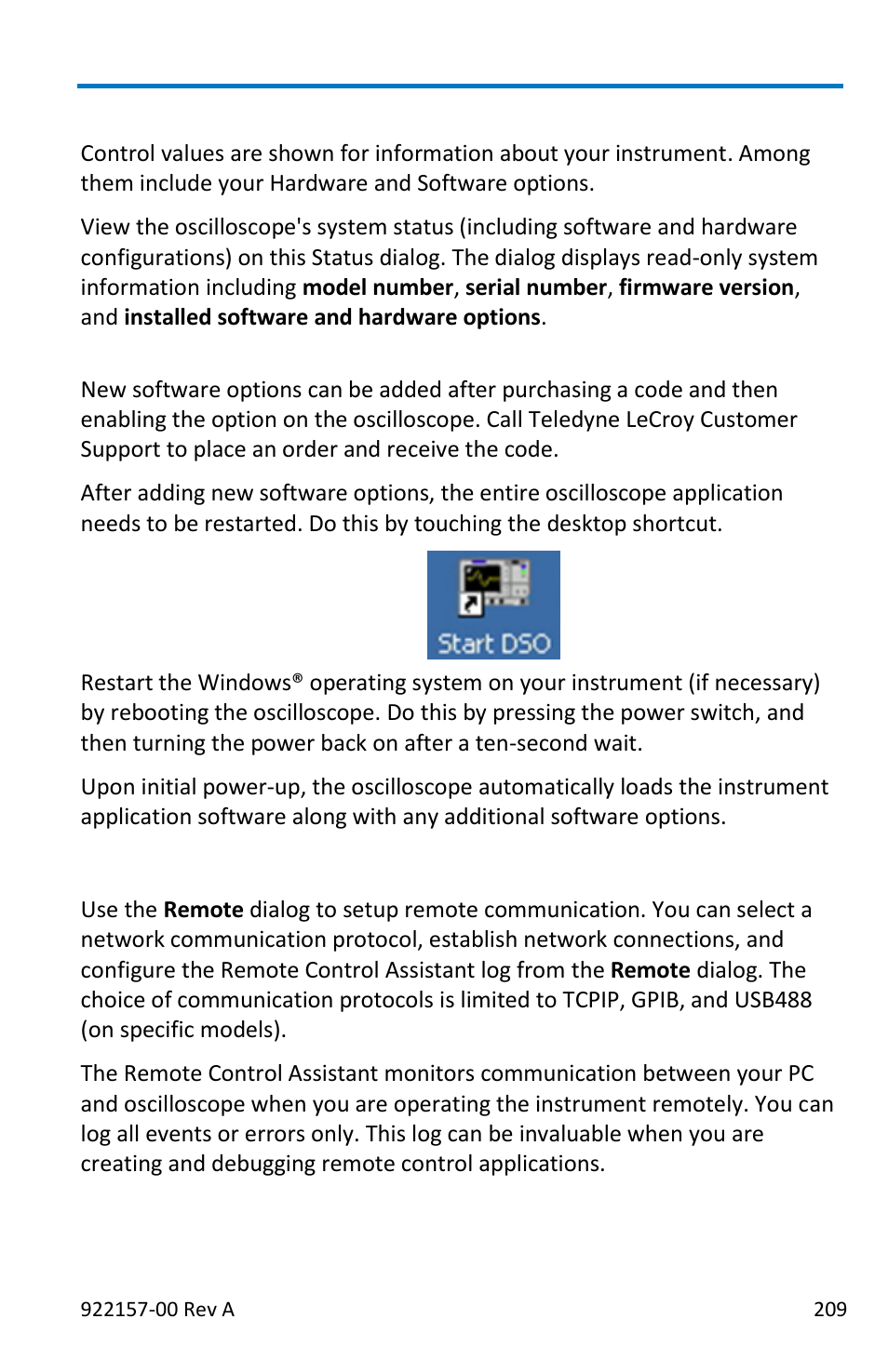 Status, Remote communication | Teledyne LeCroy LabMaster 9Zi-A User Manual | Page 217 / 264