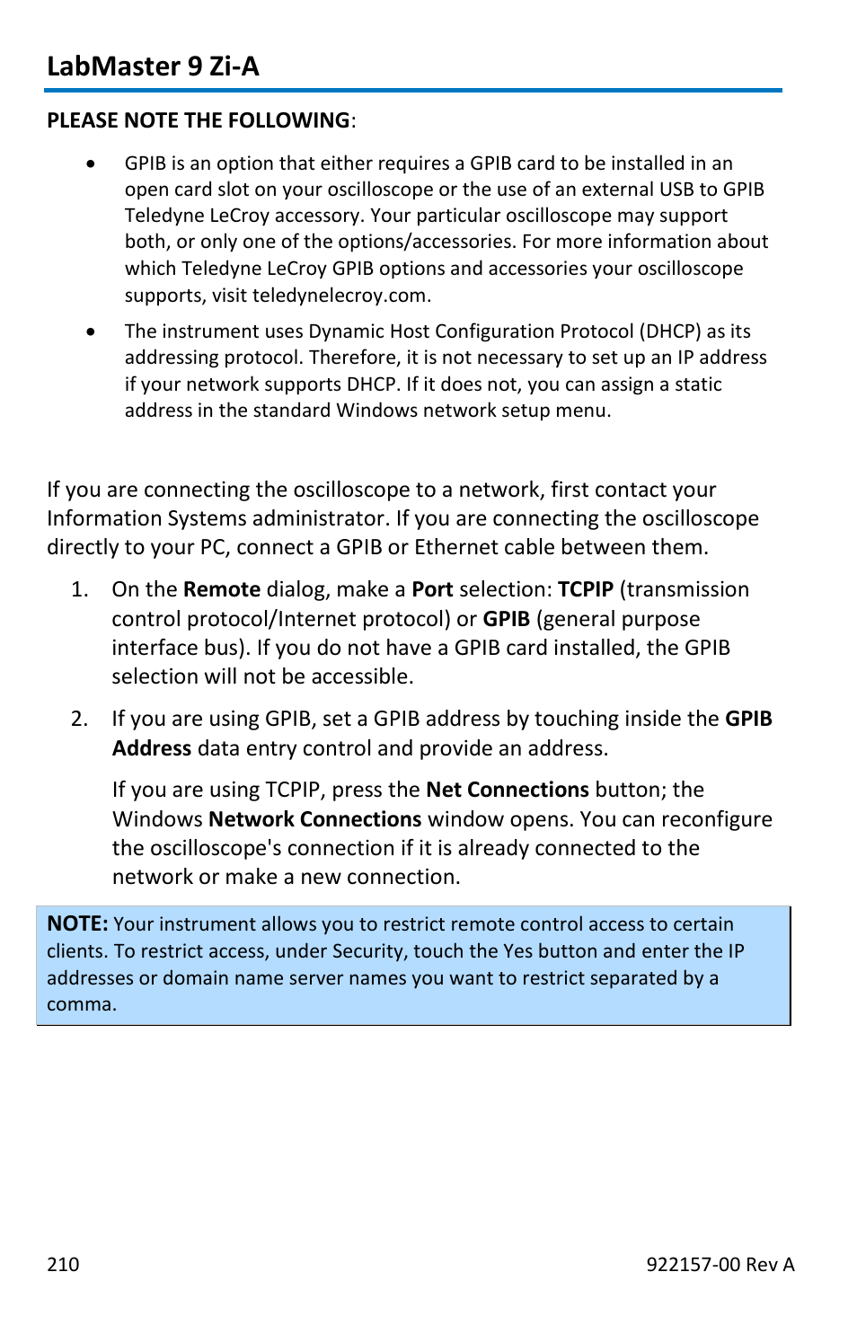 Labmaster 9 zi-a | Teledyne LeCroy LabMaster 9Zi-A User Manual | Page 218 / 264
