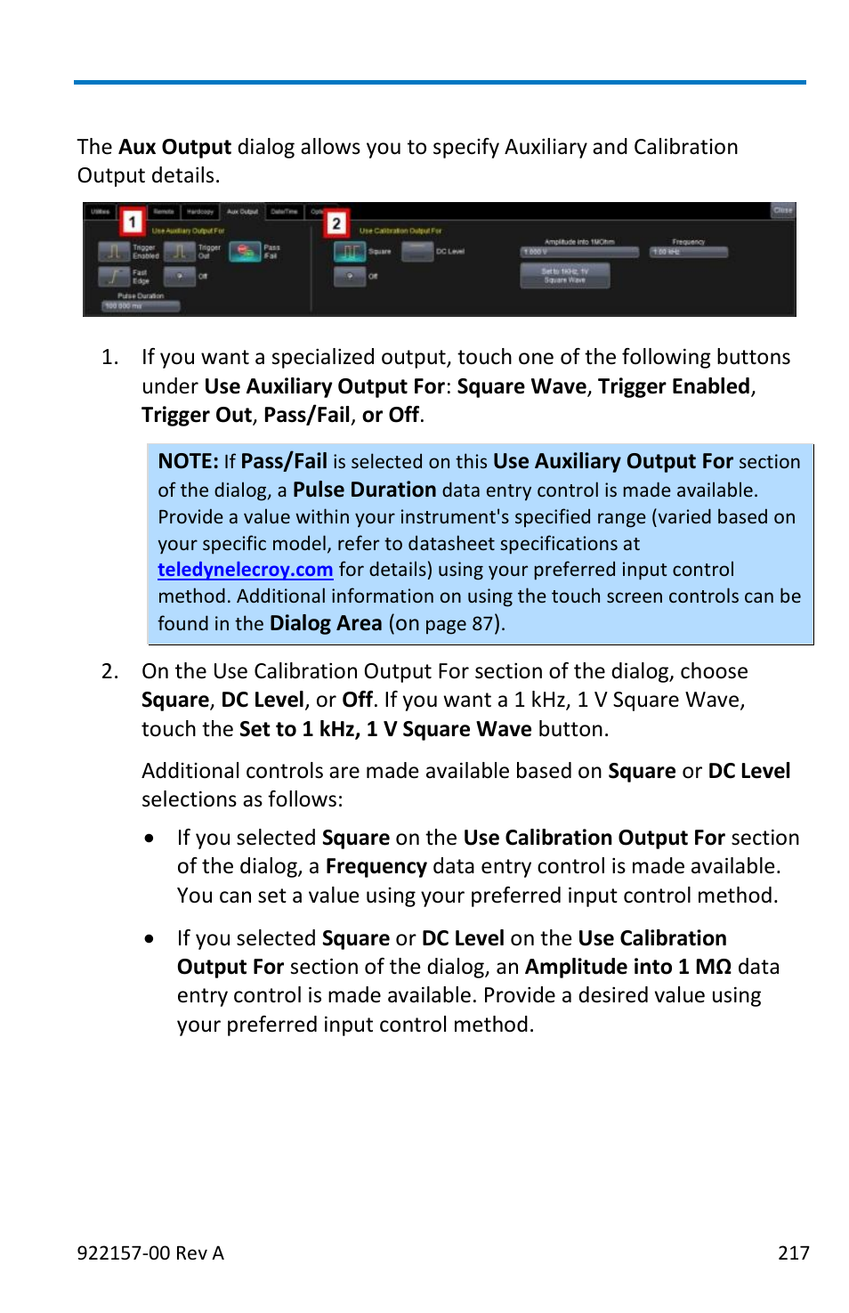 Aux output | Teledyne LeCroy LabMaster 9Zi-A User Manual | Page 225 / 264