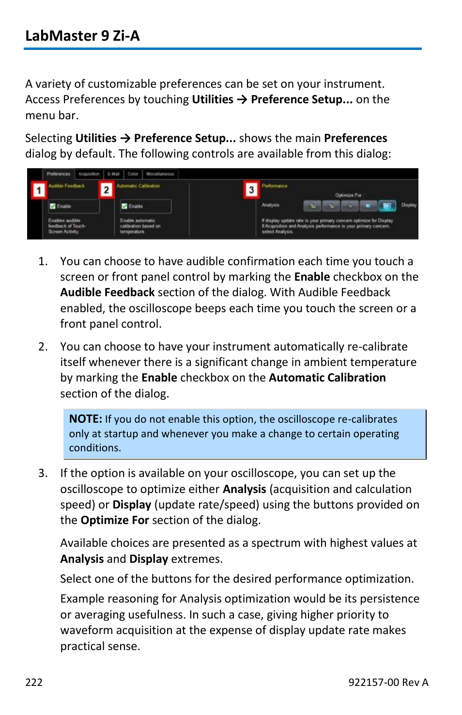 Labmaster 9 zi-a, Preferences | Teledyne LeCroy LabMaster 9Zi-A User Manual | Page 230 / 264