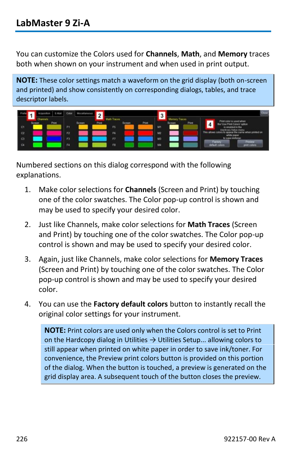 Labmaster 9 zi-a, Color | Teledyne LeCroy LabMaster 9Zi-A User Manual | Page 234 / 264