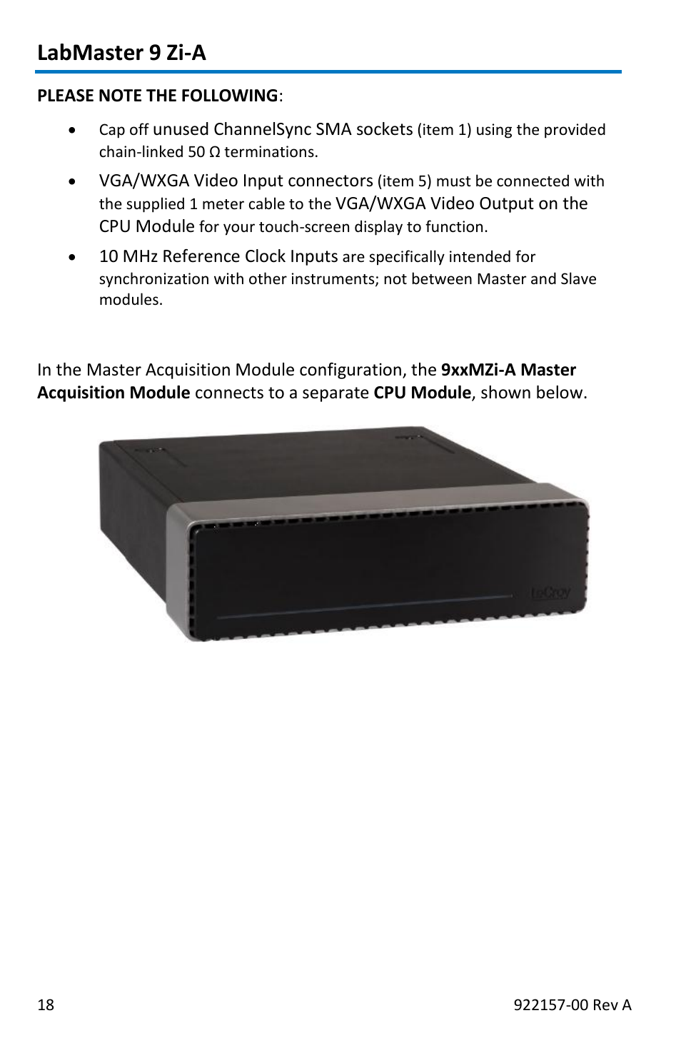 Labmaster 9 zi-a, Front of cpu module | Teledyne LeCroy LabMaster 9Zi-A User Manual | Page 26 / 264