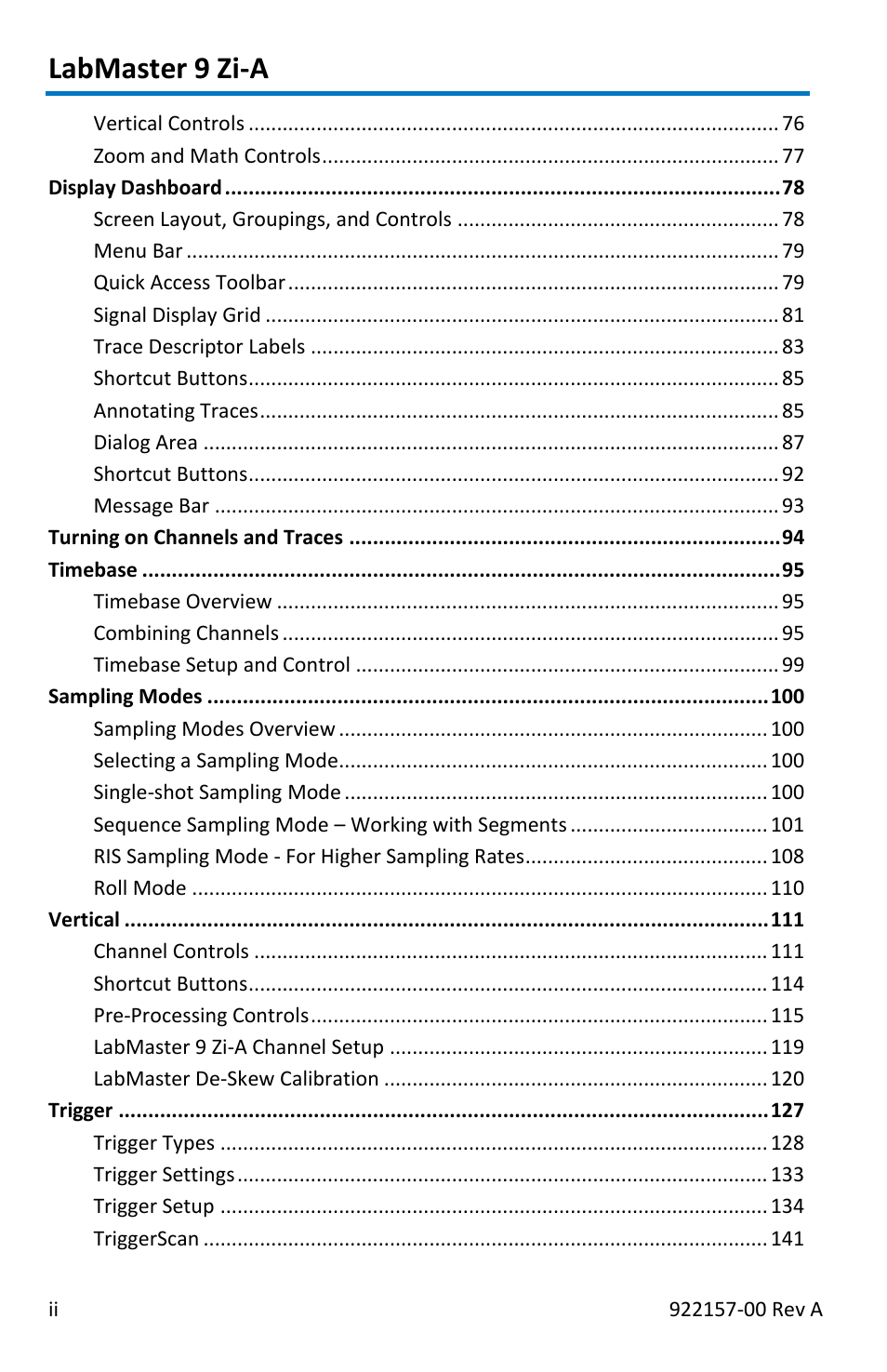 Labmaster 9 zi-a | Teledyne LeCroy LabMaster 9Zi-A User Manual | Page 6 / 264