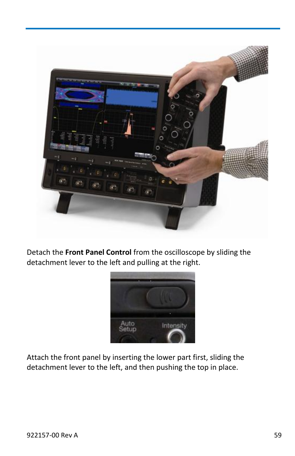 Removing and attaching the front panel control | Teledyne LeCroy LabMaster 9Zi-A User Manual | Page 67 / 264