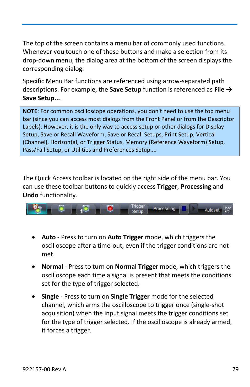 Menu bar, Quick access toolbar | Teledyne LeCroy LabMaster 9Zi-A User Manual | Page 87 / 264