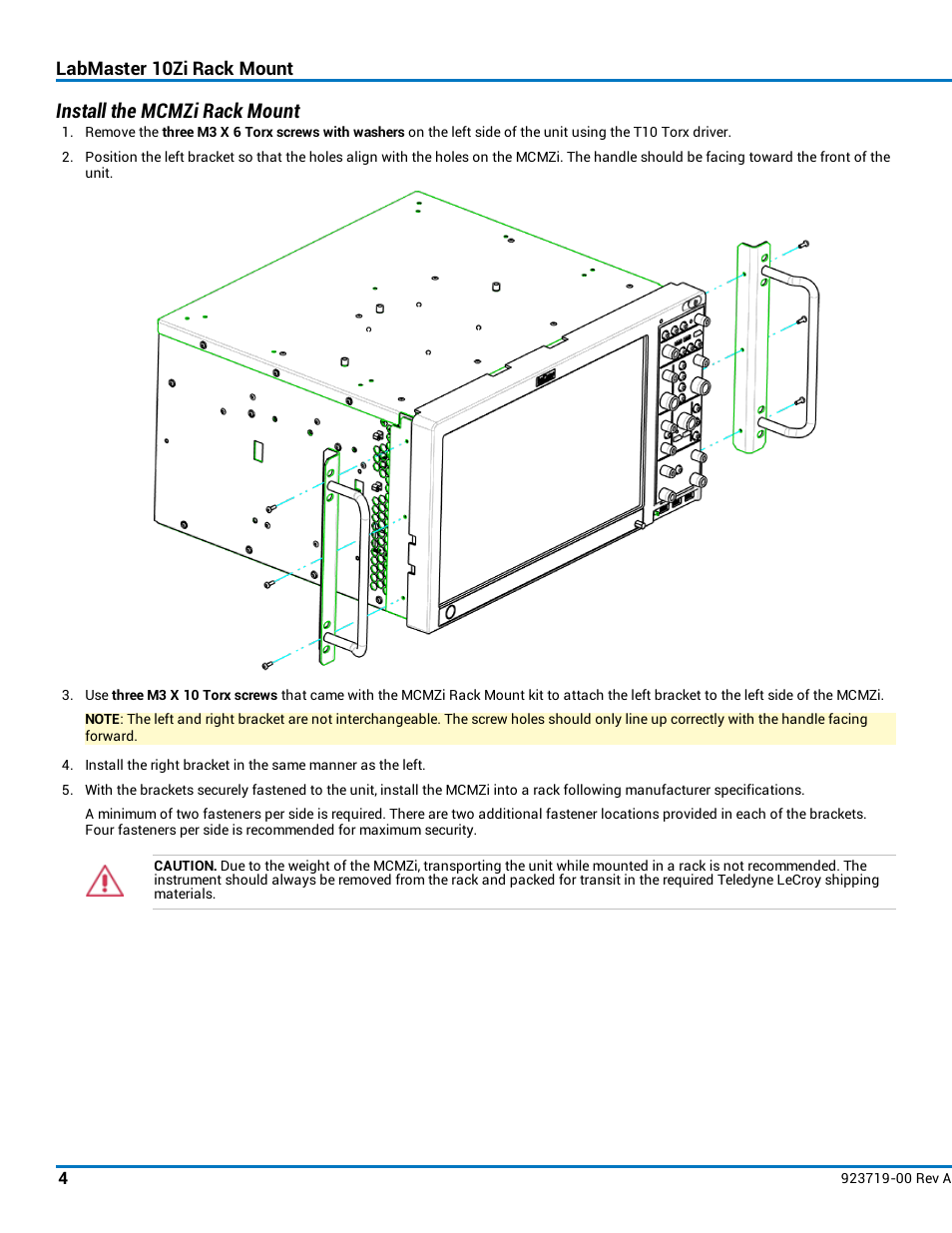 Install the mcmzi rack mount | Teledyne LeCroy LabMaster 10Zi Rackmount User Manual | Page 4 / 8