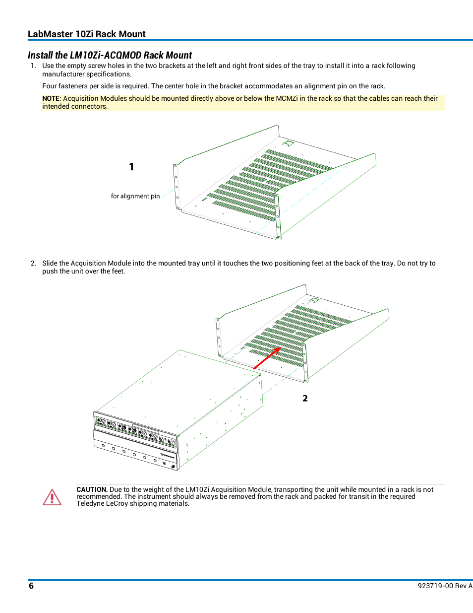 Install the lm10zi-acqmod rack mount | Teledyne LeCroy LabMaster 10Zi Rackmount User Manual | Page 6 / 8