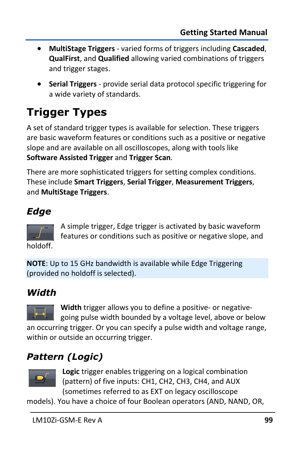 Trigger types | Teledyne LeCroy LabMaster 10Zi Getting Started Manual User Manual | Page 106 / 236