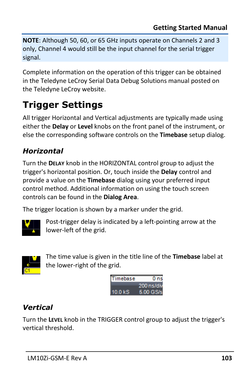 Trigger settings | Teledyne LeCroy LabMaster 10Zi Getting Started Manual User Manual | Page 110 / 236