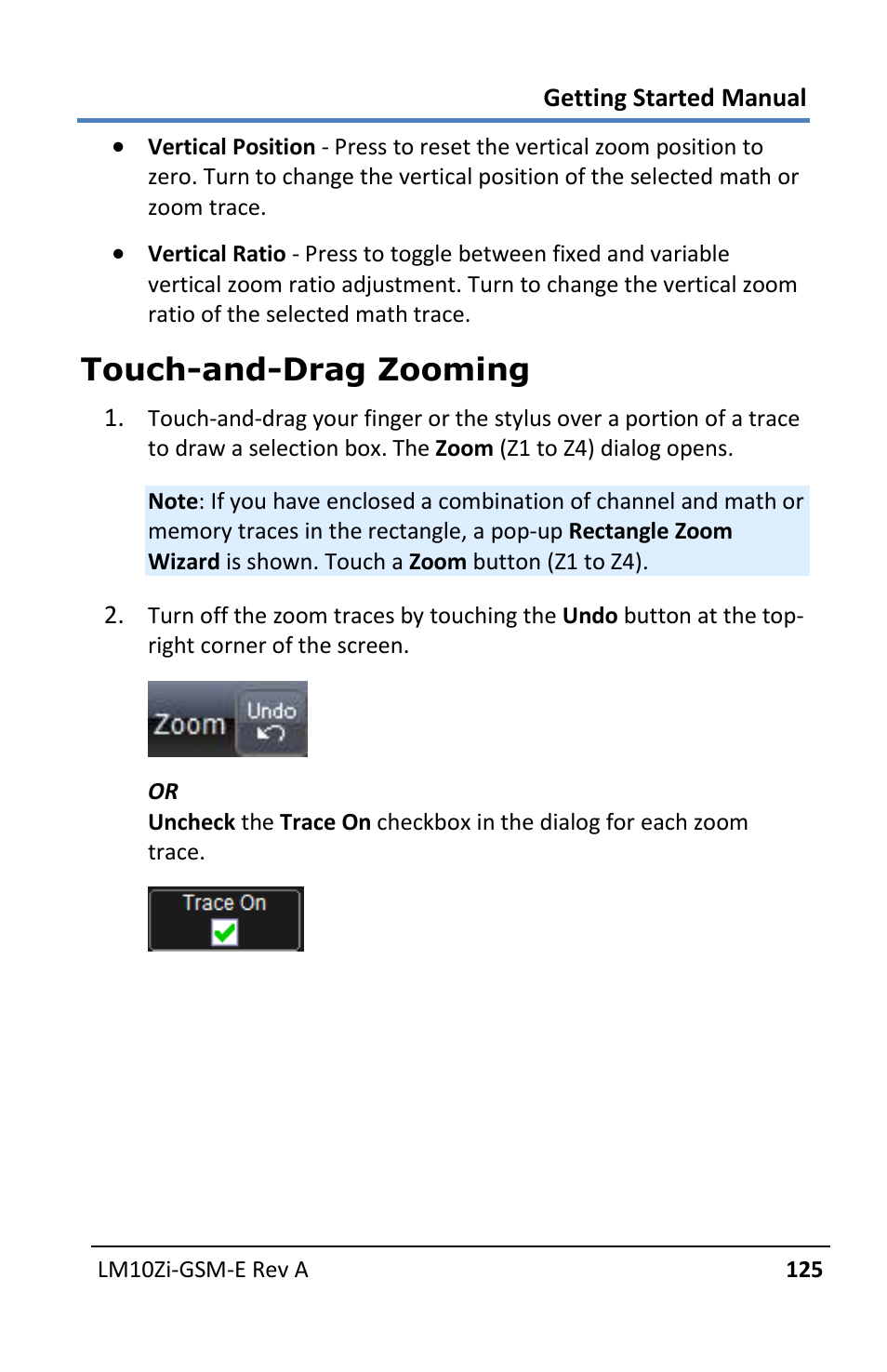 Touch-and-drag zooming | Teledyne LeCroy LabMaster 10Zi Getting Started Manual User Manual | Page 132 / 236