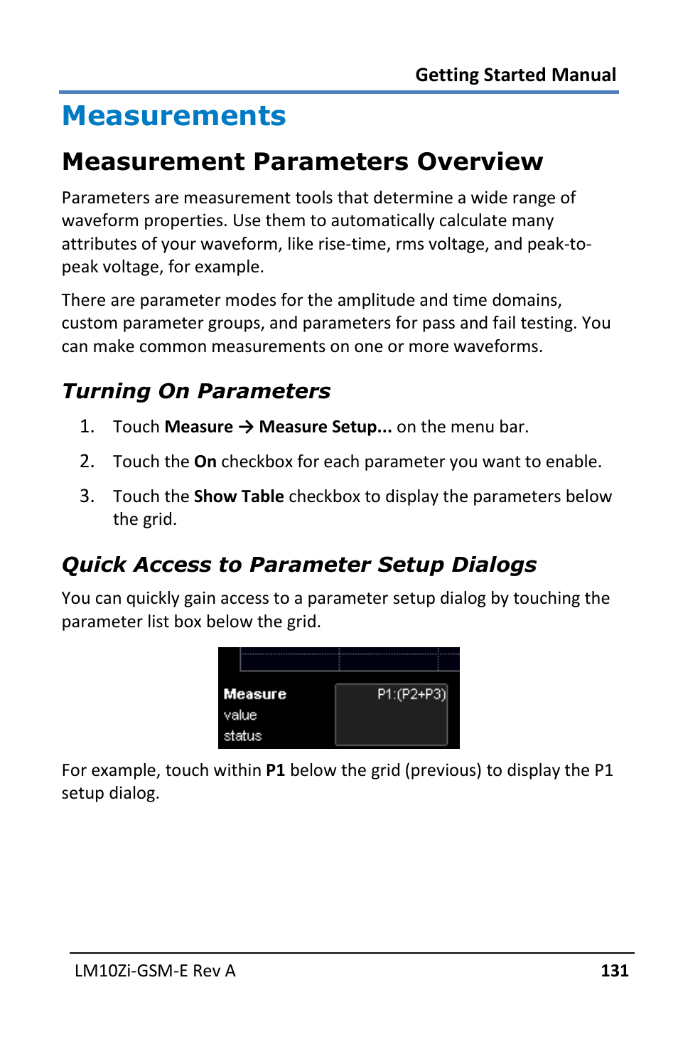 Measurements, Measurement parameters overview | Teledyne LeCroy LabMaster 10Zi Getting Started Manual User Manual | Page 138 / 236