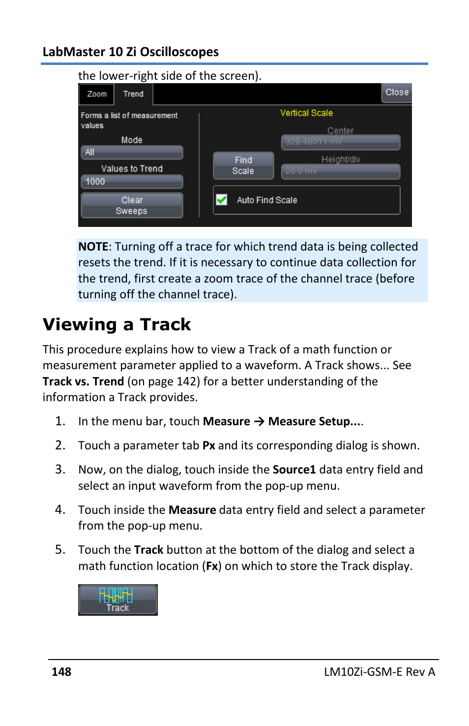 Viewing a track | Teledyne LeCroy LabMaster 10Zi Getting Started Manual User Manual | Page 155 / 236