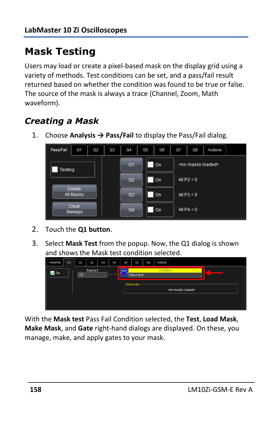 Mask testing | Teledyne LeCroy LabMaster 10Zi Getting Started Manual User Manual | Page 165 / 236