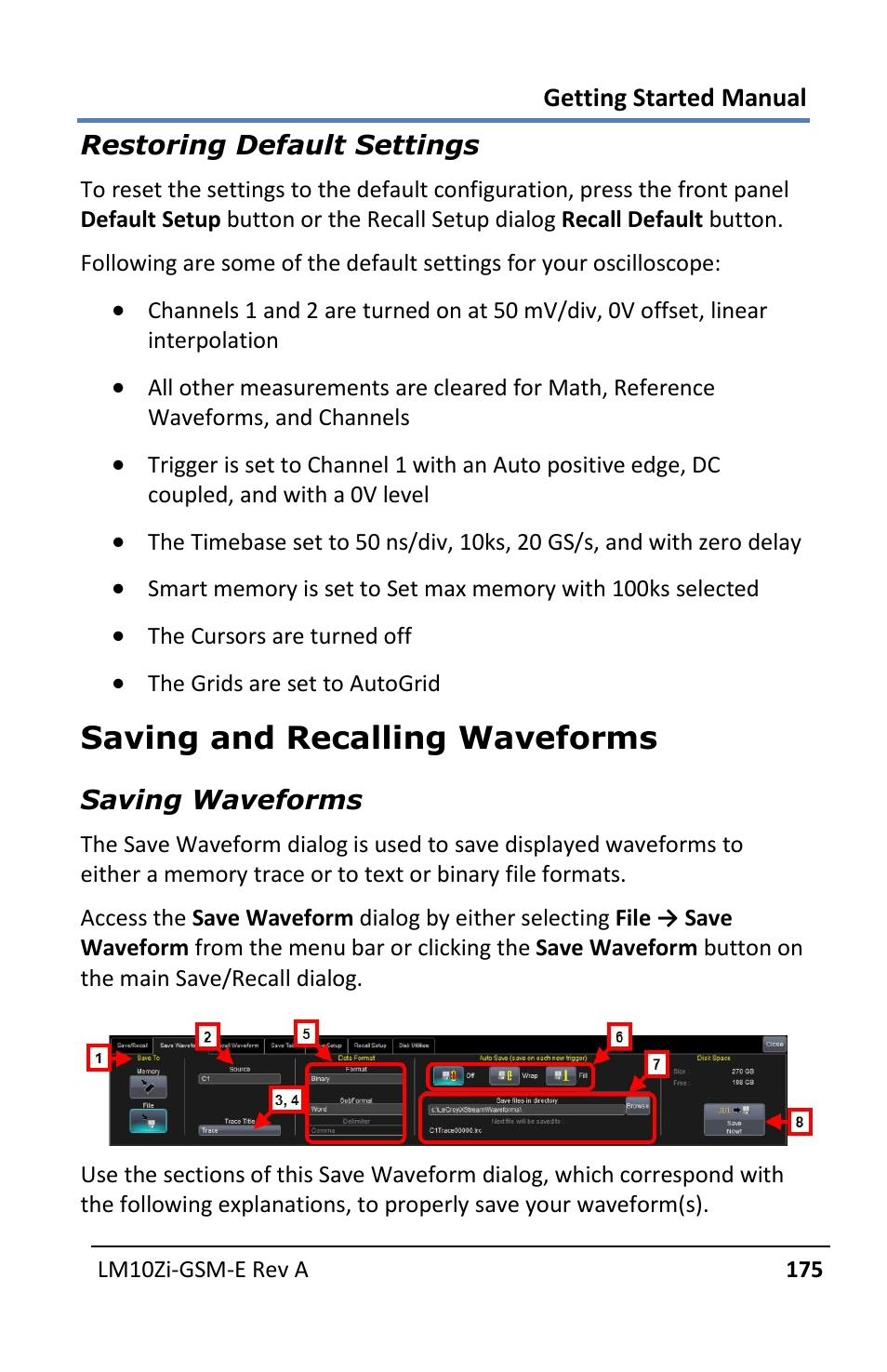 Saving and recalling waveforms | Teledyne LeCroy LabMaster 10Zi Getting Started Manual User Manual | Page 182 / 236