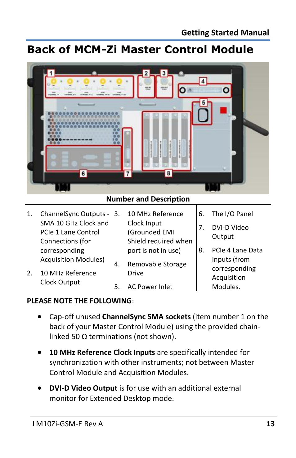 Back of mcm-zi master control module | Teledyne LeCroy LabMaster 10Zi Getting Started Manual User Manual | Page 20 / 236