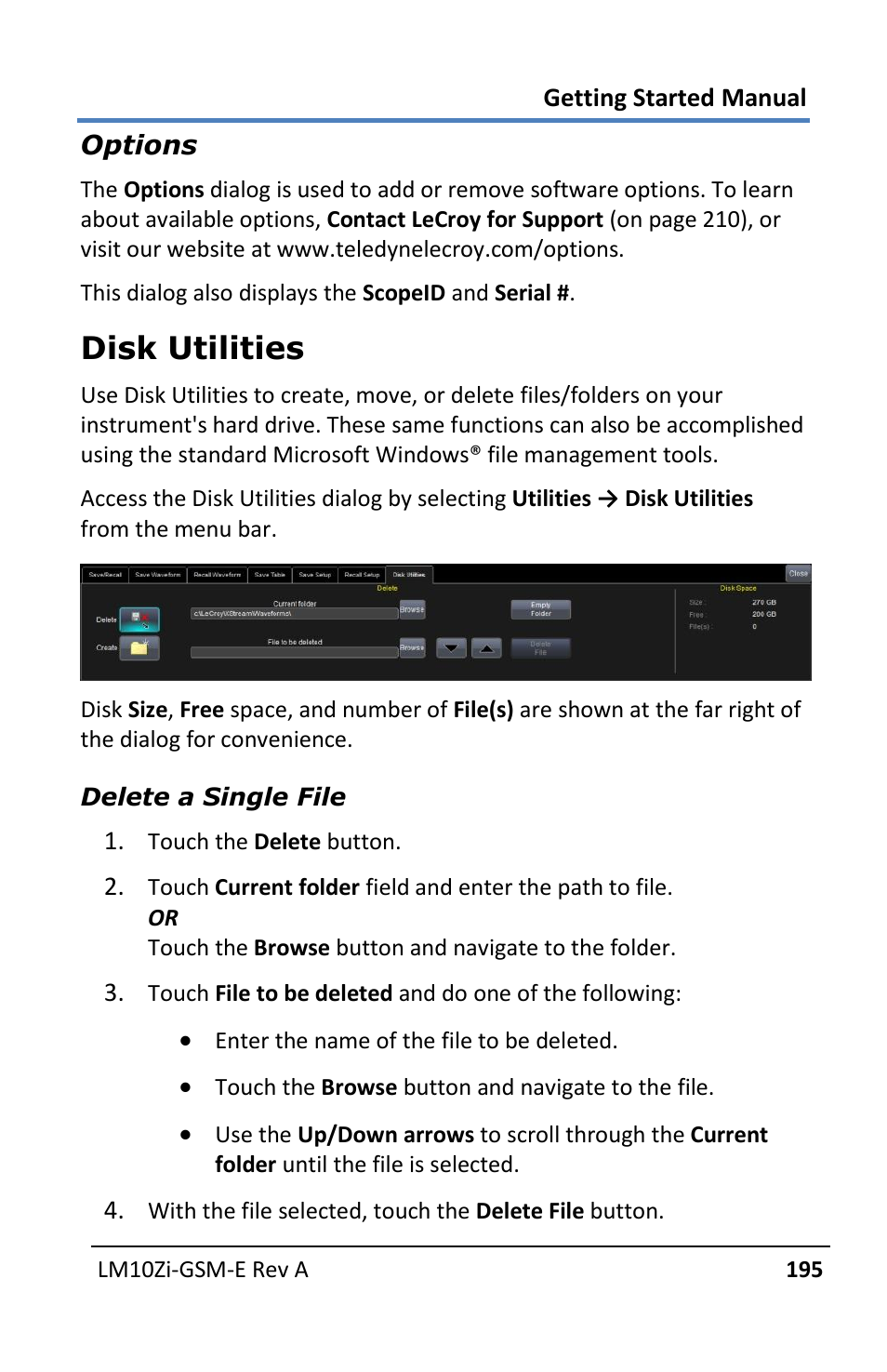 Disk utilities | Teledyne LeCroy LabMaster 10Zi Getting Started Manual User Manual | Page 202 / 236