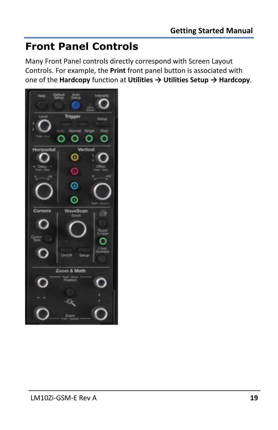 Front panel controls | Teledyne LeCroy LabMaster 10Zi Getting Started Manual User Manual | Page 26 / 236