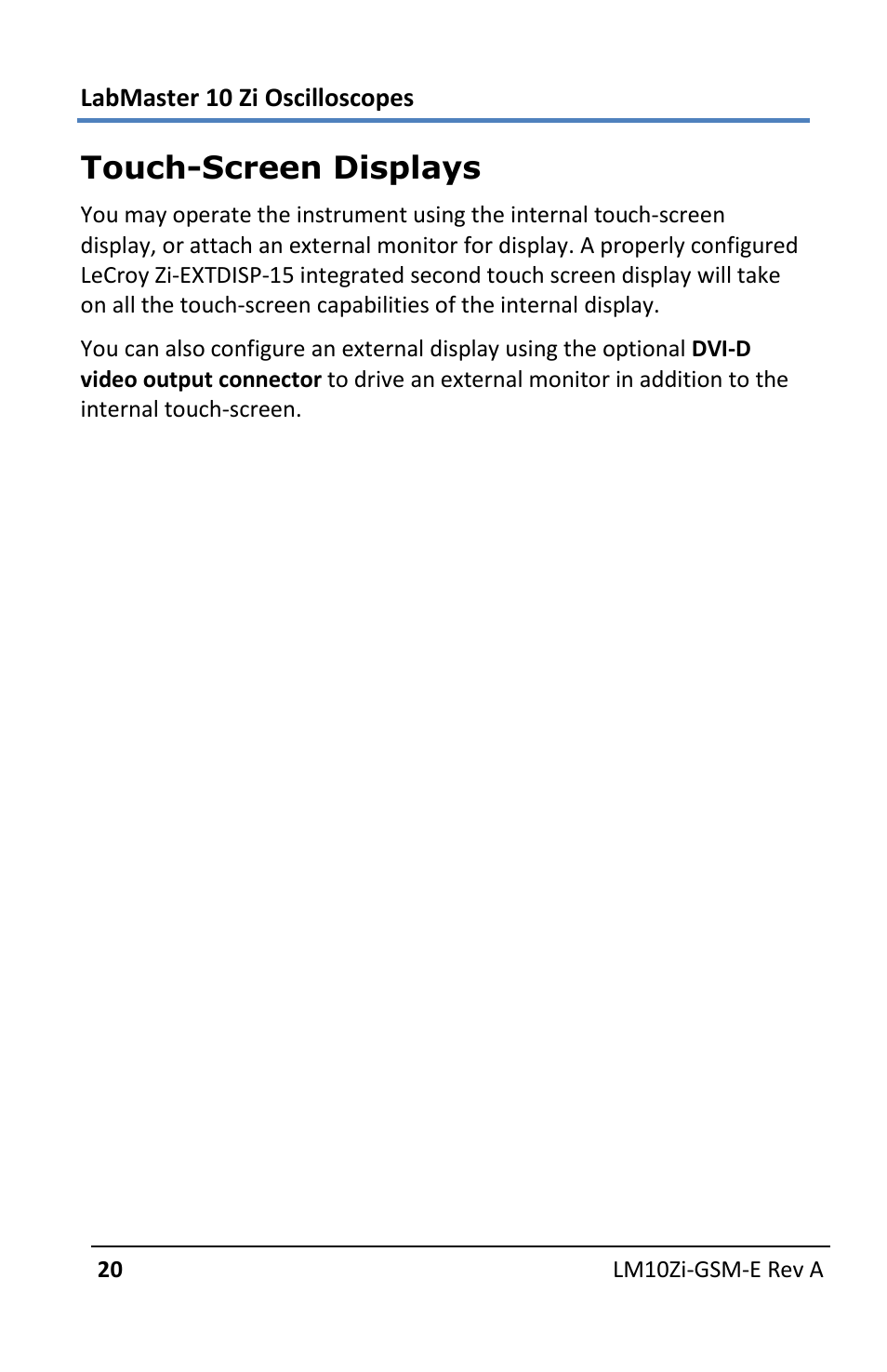 Touch-screen displays | Teledyne LeCroy LabMaster 10Zi Getting Started Manual User Manual | Page 27 / 236