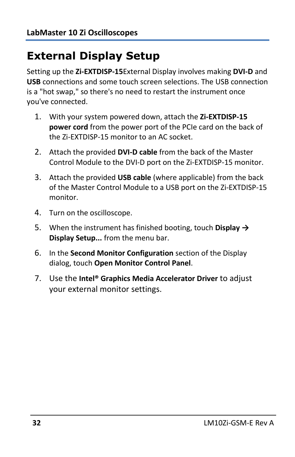 External display setup | Teledyne LeCroy LabMaster 10Zi Getting Started Manual User Manual | Page 39 / 236