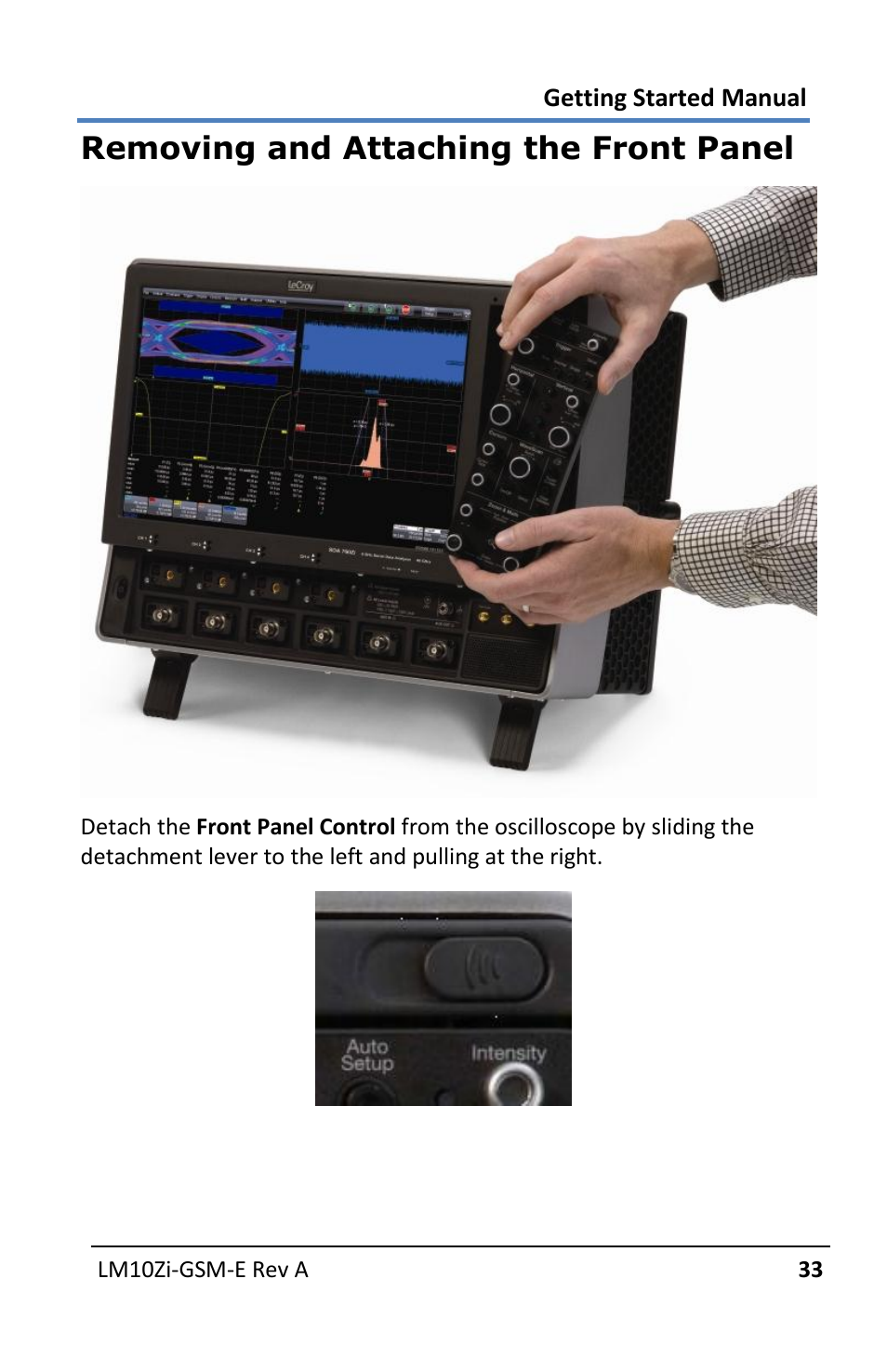 Removing and attaching the front panel | Teledyne LeCroy LabMaster 10Zi Getting Started Manual User Manual | Page 40 / 236