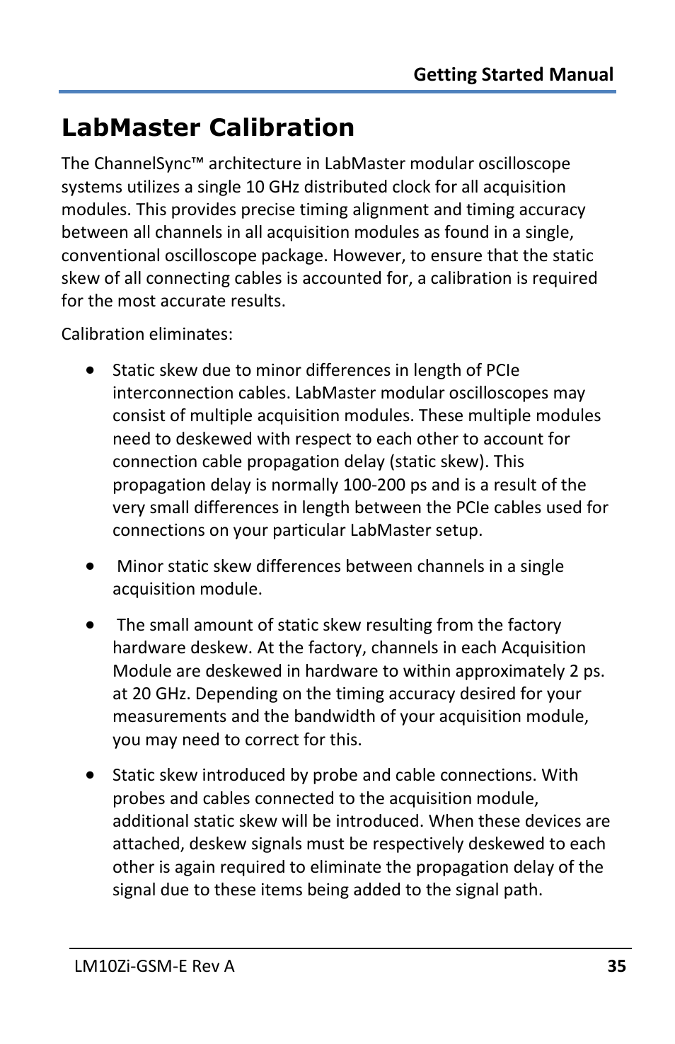 Labmaster calibration | Teledyne LeCroy LabMaster 10Zi Getting Started Manual User Manual | Page 42 / 236