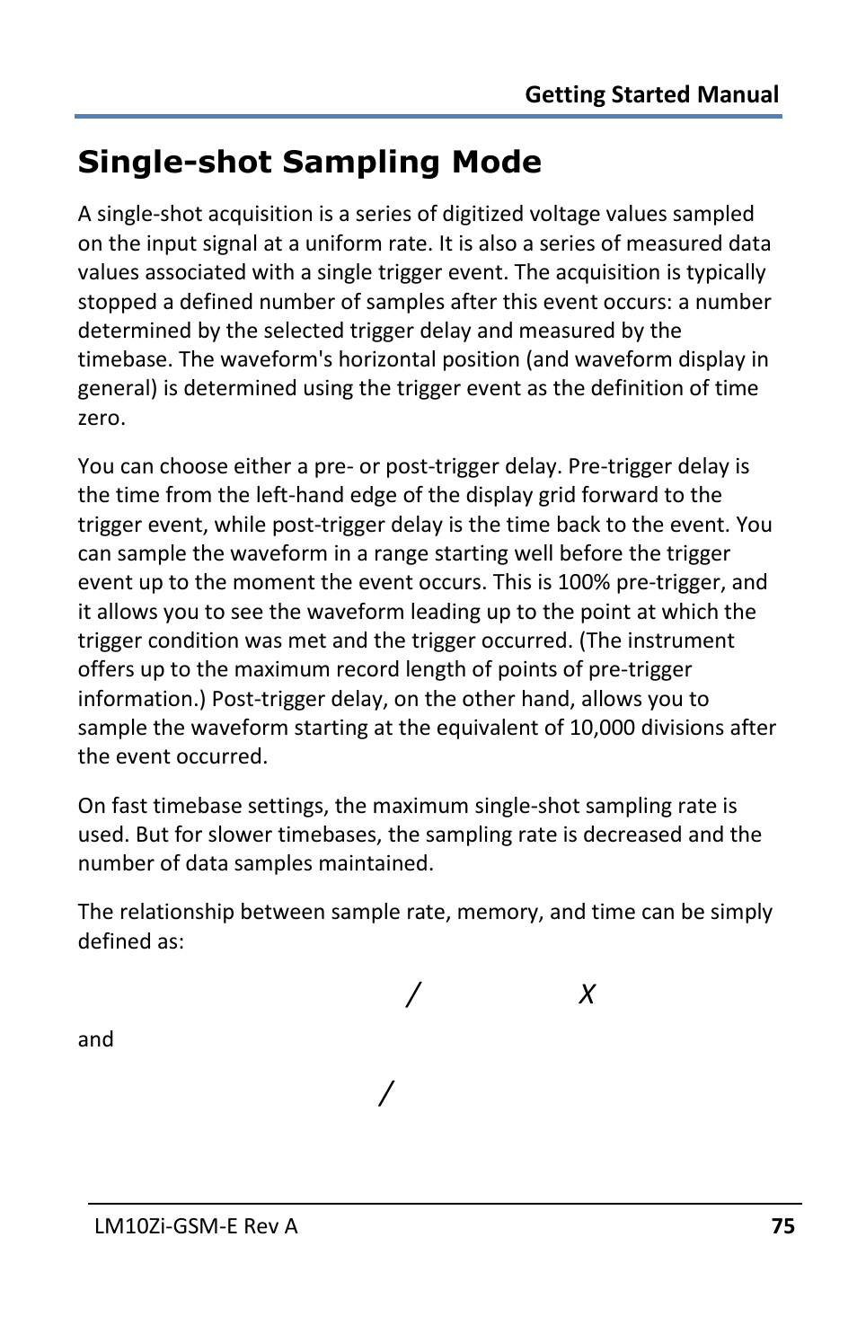 Single-shot sampling mode, Capture interval /10 = time per division | Teledyne LeCroy LabMaster 10Zi Getting Started Manual User Manual | Page 82 / 236