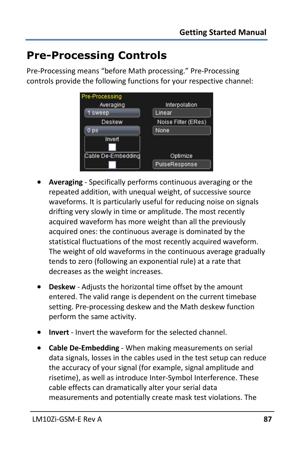 Pre-processing controls | Teledyne LeCroy LabMaster 10Zi Getting Started Manual User Manual | Page 94 / 236