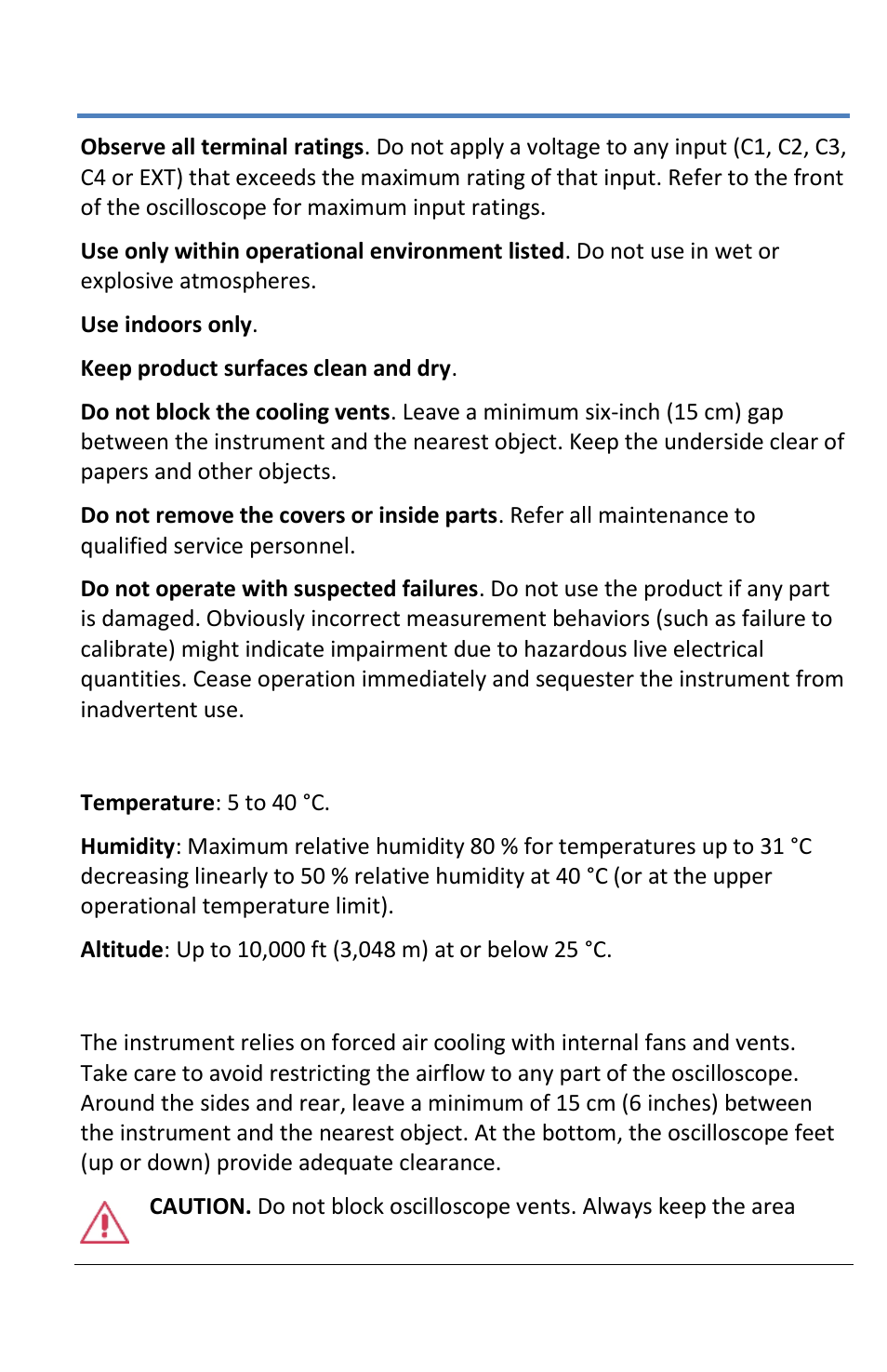 Operating environment, Cooling | Teledyne LeCroy LabMaster 10Zi Operators Manual User Manual | Page 11 / 198