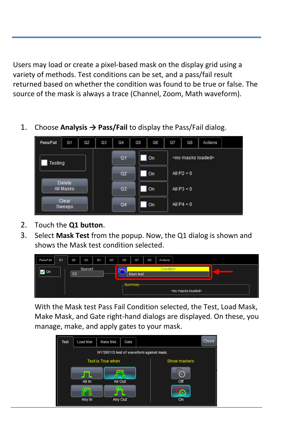 Mask testing | Teledyne LeCroy LabMaster 10Zi Operators Manual User Manual | Page 136 / 198