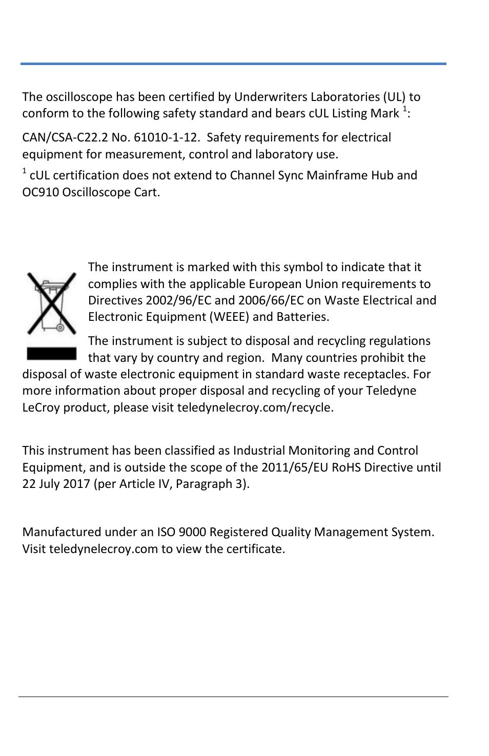 Environmental compliance, Iso certification | Teledyne LeCroy LabMaster 10Zi Operators Manual User Manual | Page 178 / 198