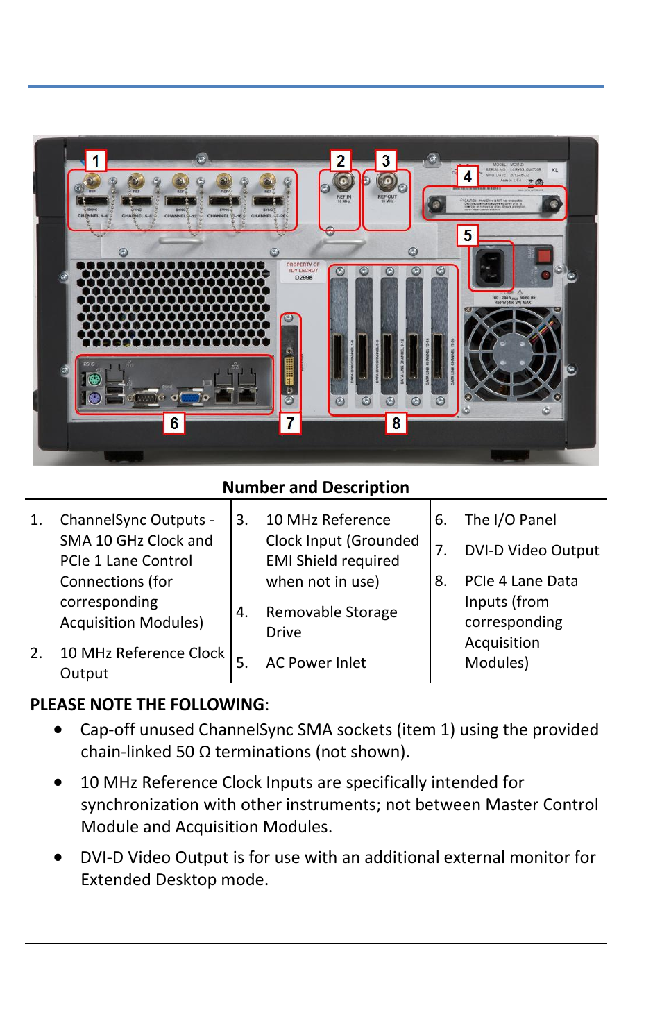 Back of mcm-zi master control module | Teledyne LeCroy LabMaster 10Zi Operators Manual User Manual | Page 18 / 198