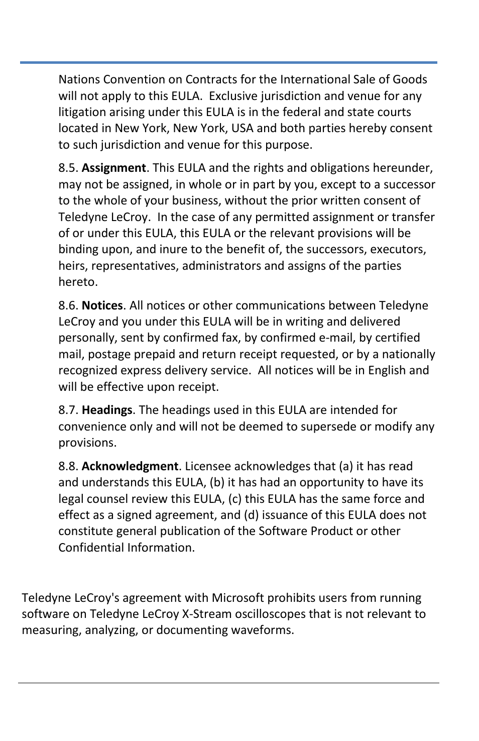 Windows, License agreement | Teledyne LeCroy LabMaster 10Zi Operators Manual User Manual | Page 190 / 198