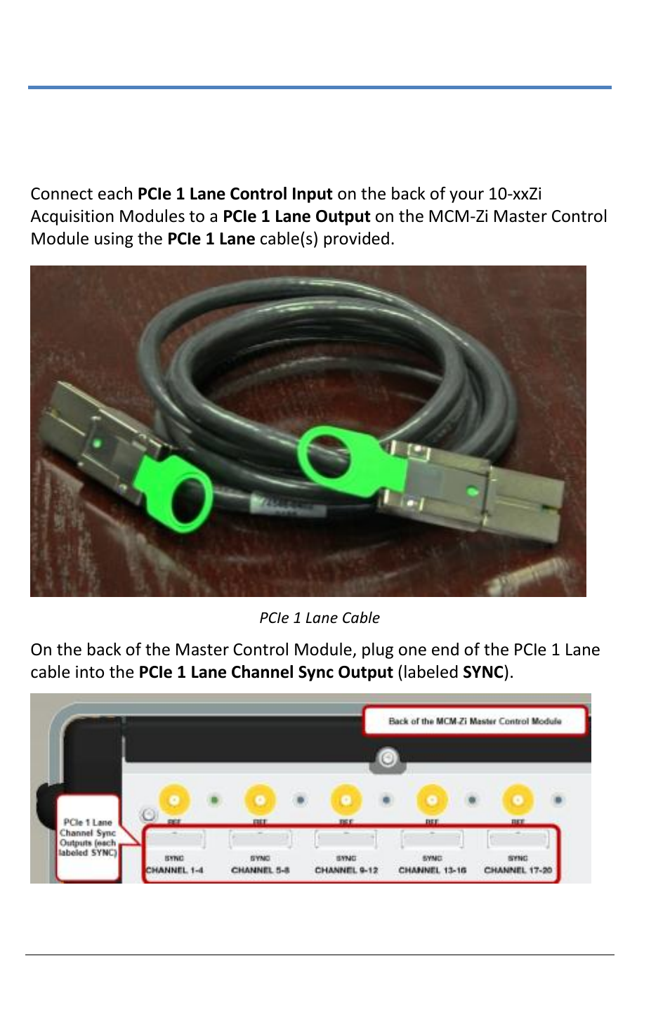 Labmaster setup, Pcie 1 lane cable sync connection(s) | Teledyne LeCroy LabMaster 10Zi Operators Manual User Manual | Page 24 / 198